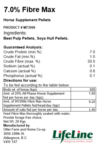 Lifeline Equine Feed - Fibre Max Pellet 7%