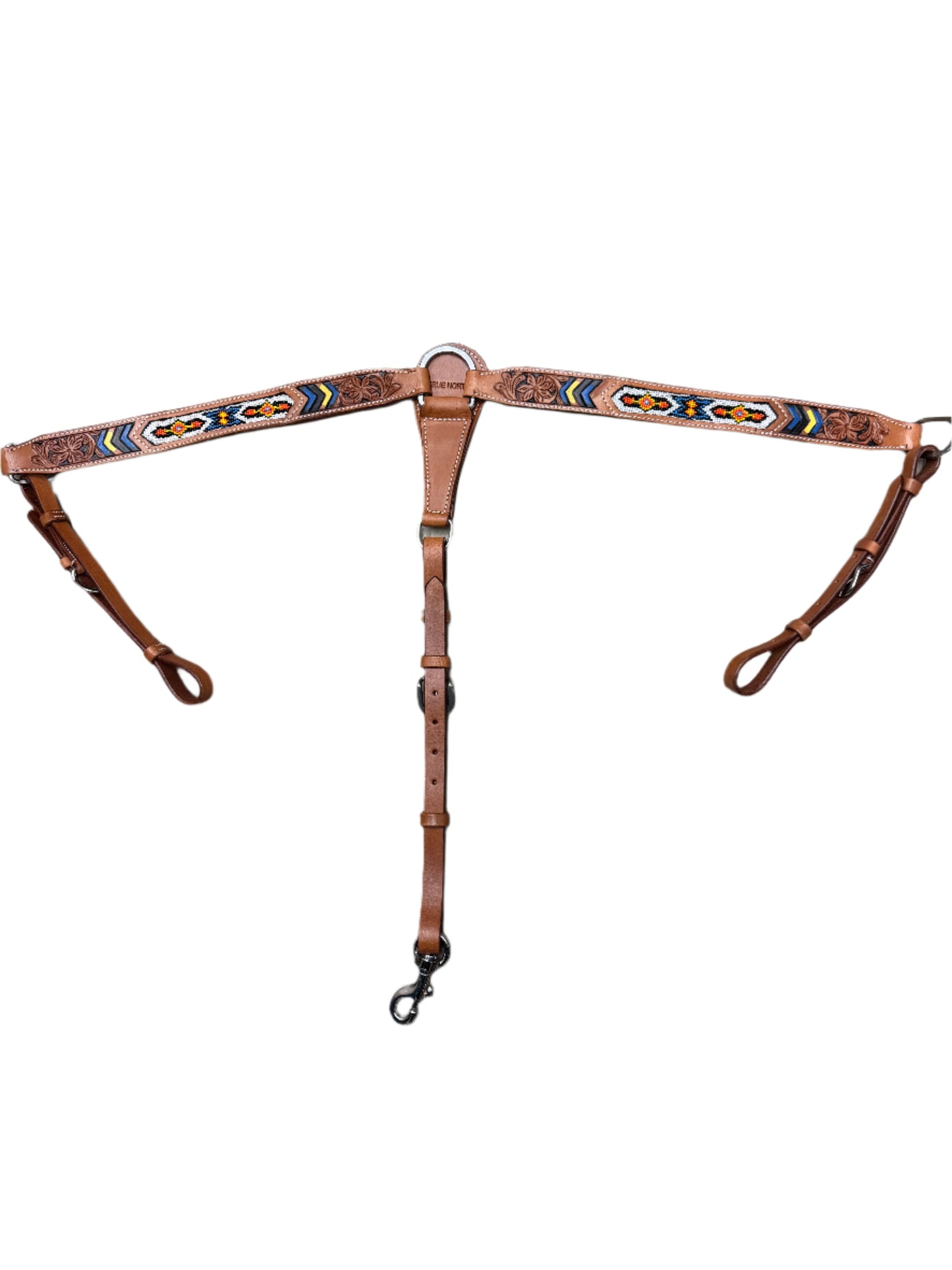 True North - Leather Breast Collar w/Floral Design and Beads