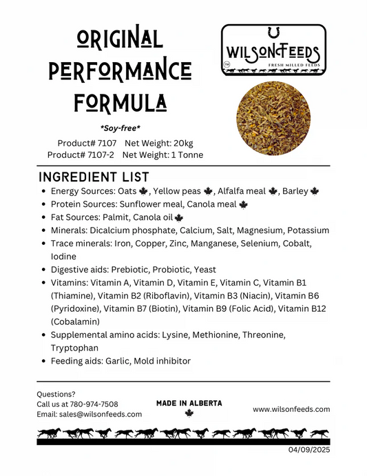 Wilson Feed - Equine Feed - Performance Formula - 20kg