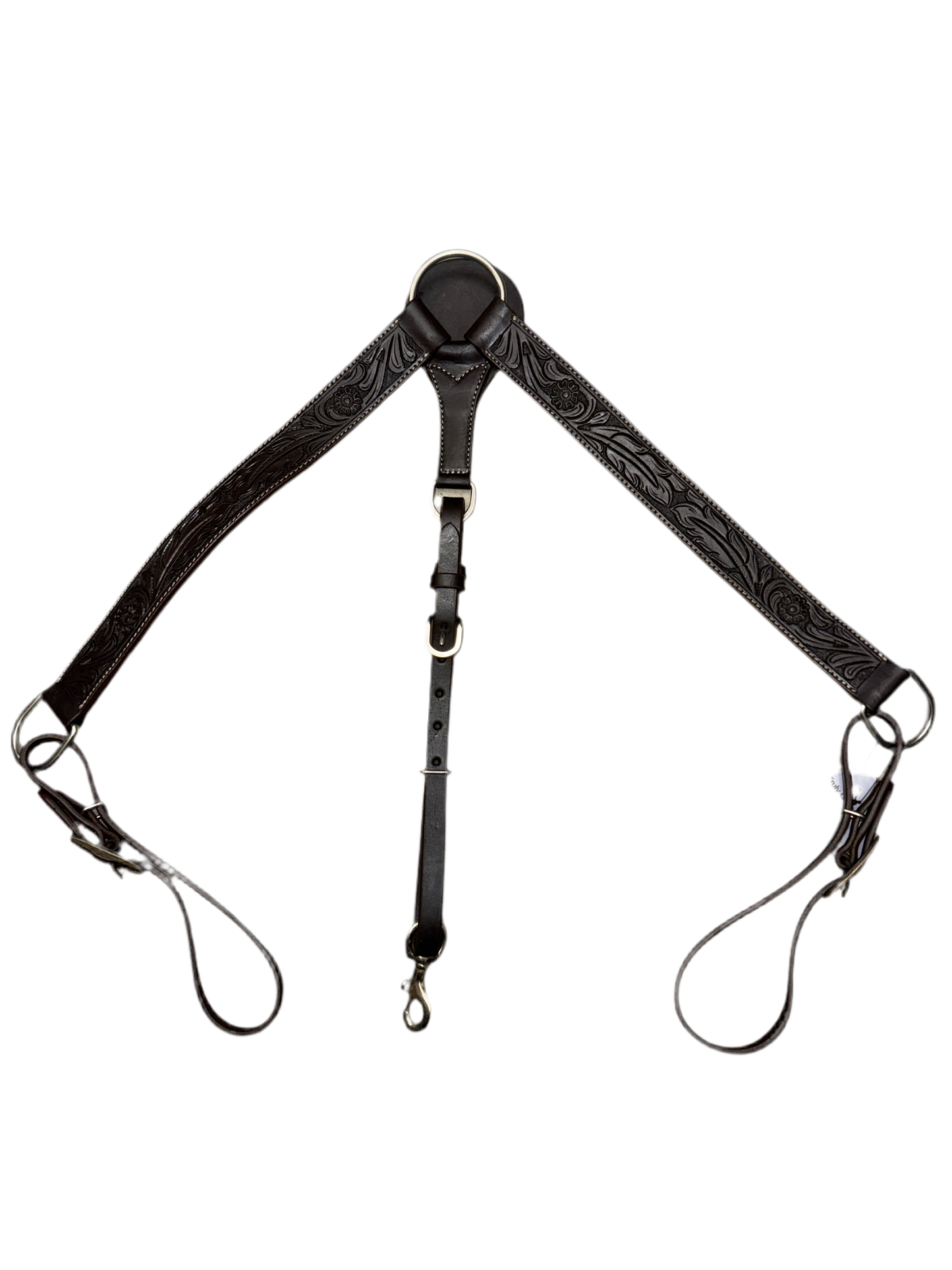 True North - Leather Breast Collar w/Carving - Dark Oil