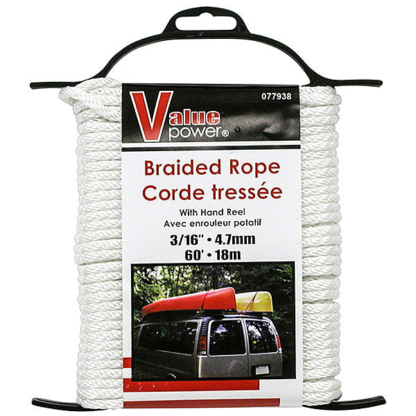 Hardware - Poly braided Rope - 3/16" x 60'