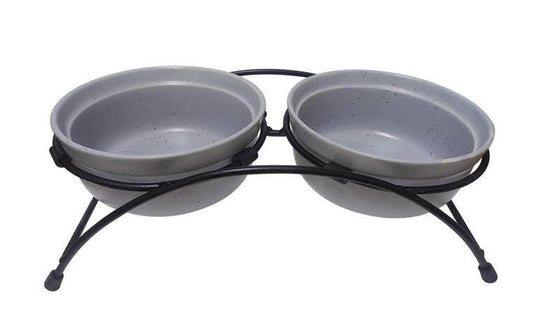 Pets - Stoneware Pet Feeder w/Stand