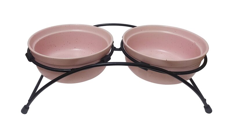 Pets - Stoneware Pet Feeder w/Stand