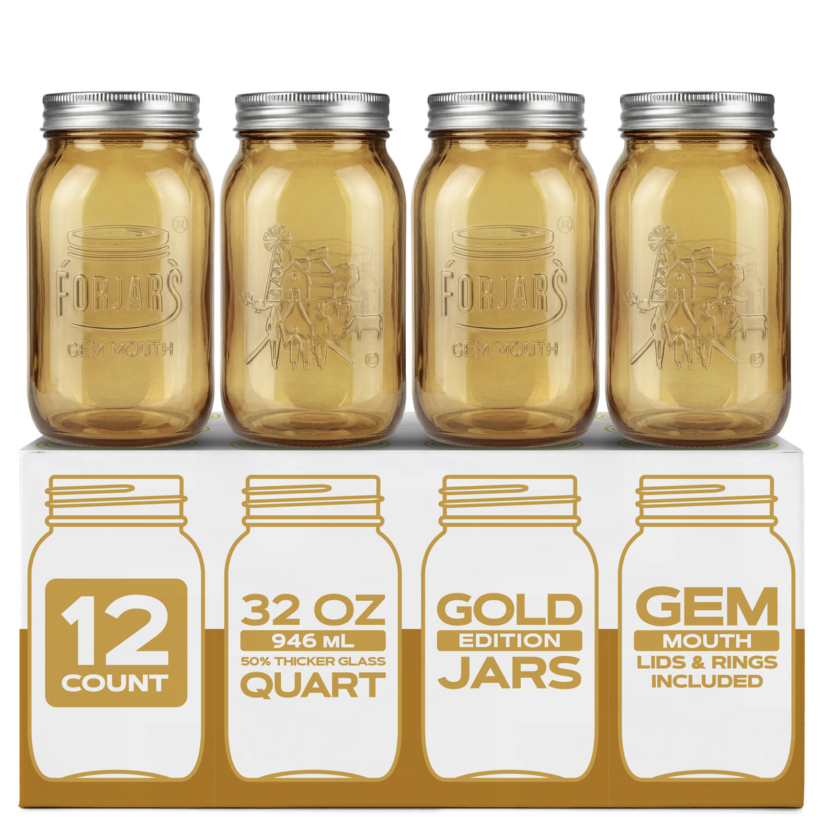 FORJARS - GEM Mouth Mason Jars - 32 oz
