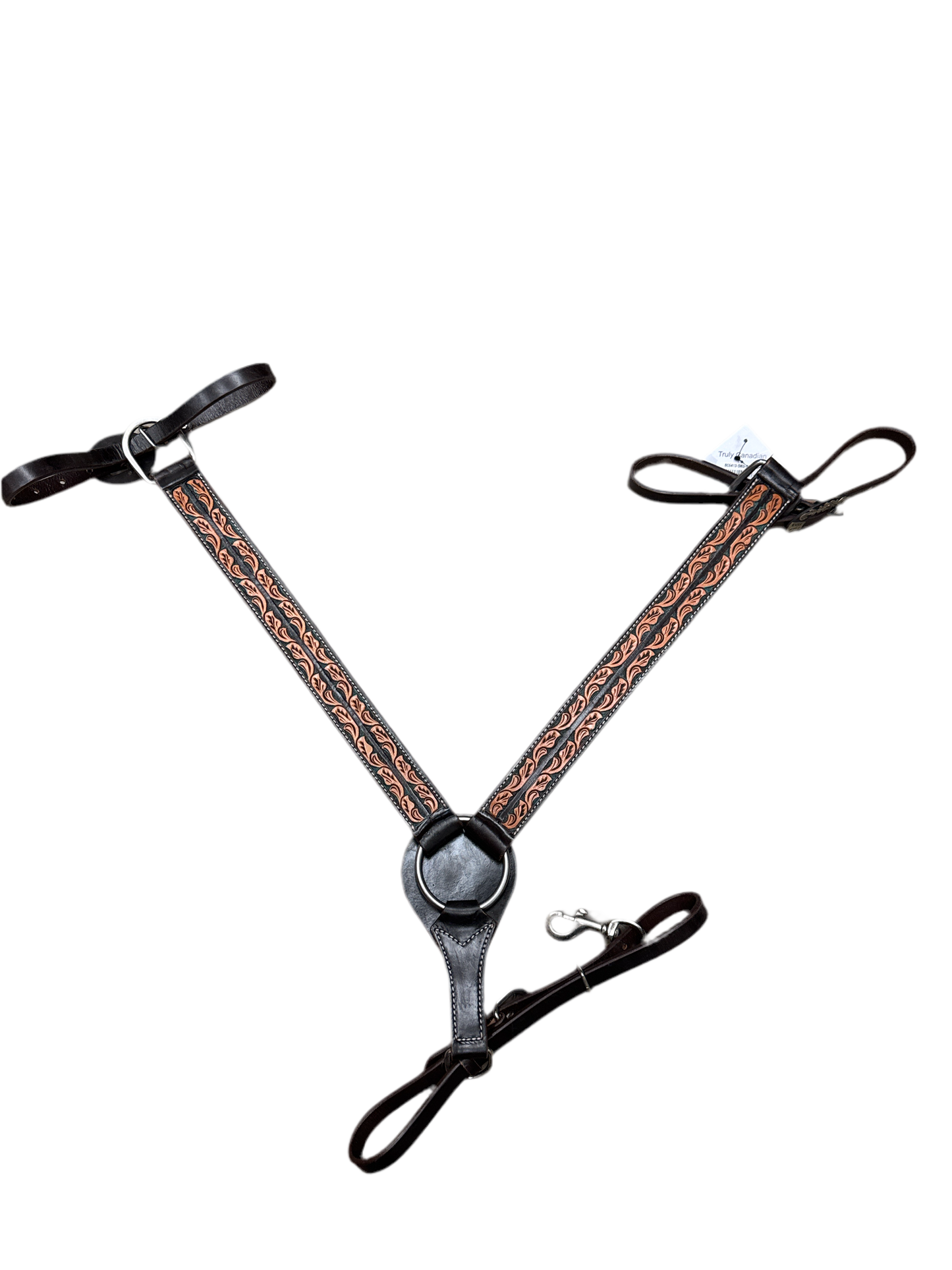 True North - Breast Collar 1" W/Turquoise Leaf Tooling