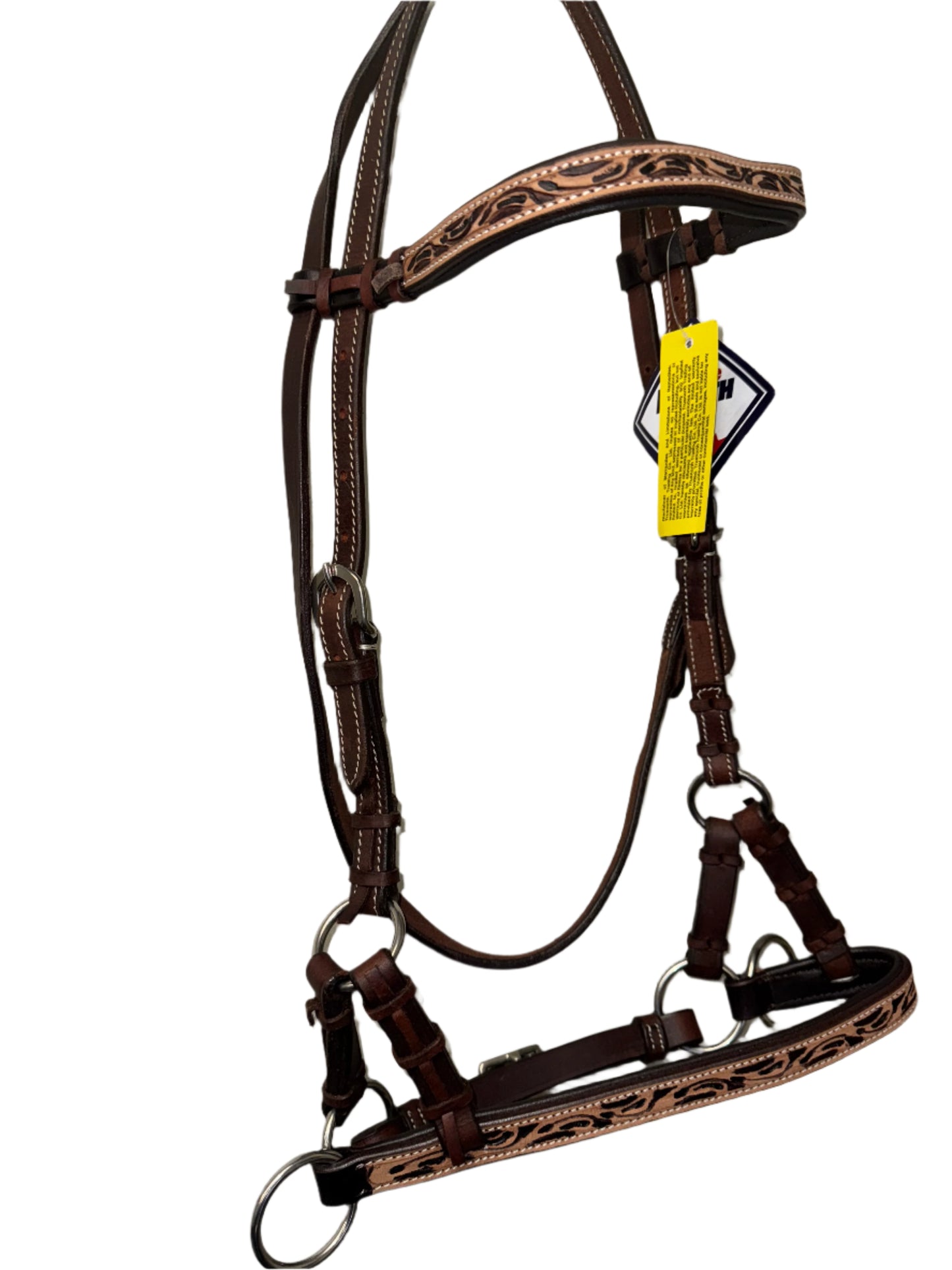 True North - Leather Side pull w/leather carving - Dark Oil