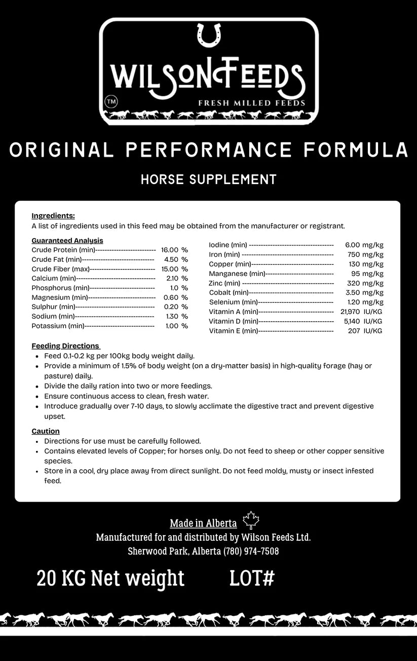 Wilson Feed - Equine Feed - Performance Formula - 20kg