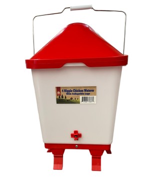 TBL - Chicken Waterer - 4 Gallon - 4 Nipple Bucket w/. Collapsible Legs