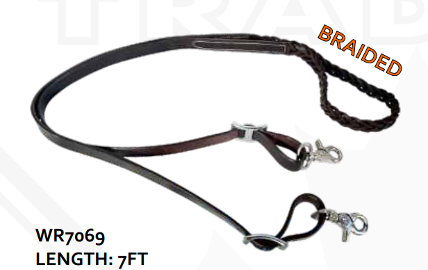 True North - Braided Latigo Roping Reins 5 Plait - Dark Oil