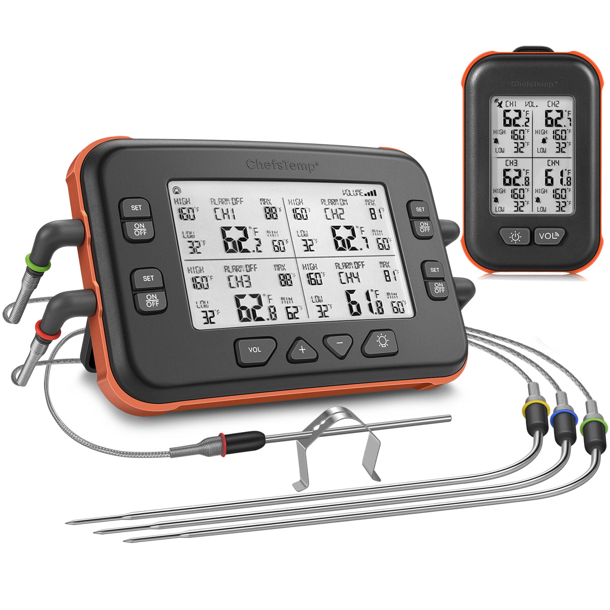 ChefsTemp Quad Xpro Wireless Meat Thermometer - Long Range BBQ Alarm