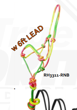 True North - Rainbow Rope Halter with 6 ft Lead - Bolt Snap