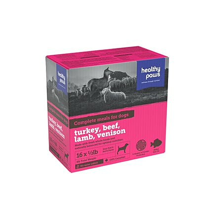 Healthy Paws - Raw Frozen Dog Food - Complete - Turkey/Lamb/Beef/Venison
