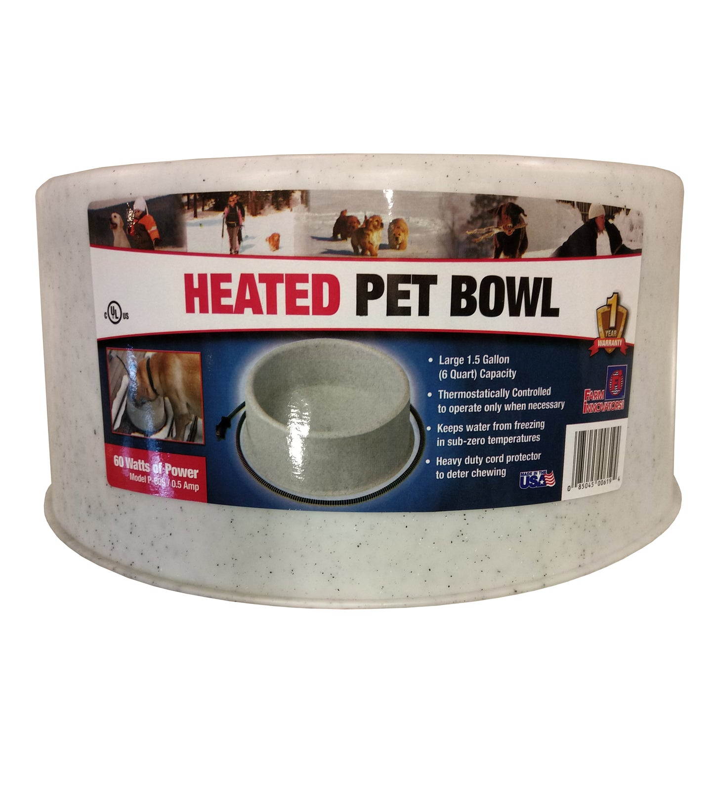 Heated Pet Bowl - 1.5 Gallon - Grey