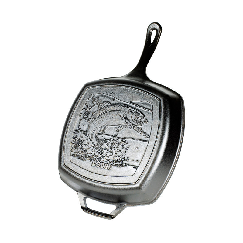 Lodge - Cast Iron Wildlife Series - Fish - 10.5" Square Grill Pan