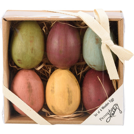 Home Decor - Wooden Eggs - Set of 6