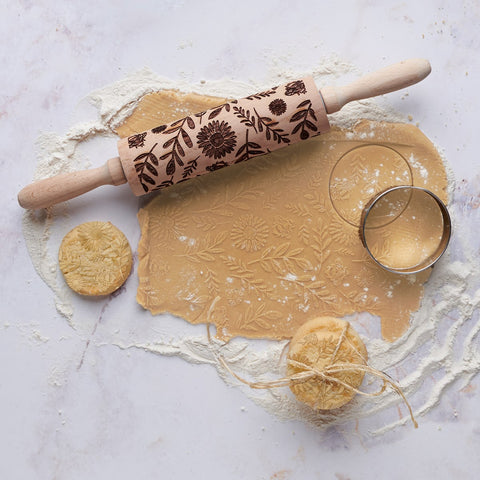 Large Florals Small Embossing Rolling Pin