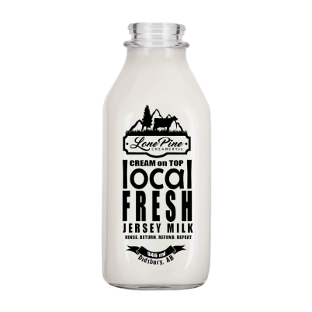 Lone Pine Jerseys & Creamery - Local Fresh Milk - PRICE INCLUDES $3 BOTTLE DEPOSIT