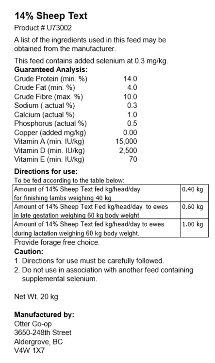 Otter Co-Op - 14% Textured Sheep Feed