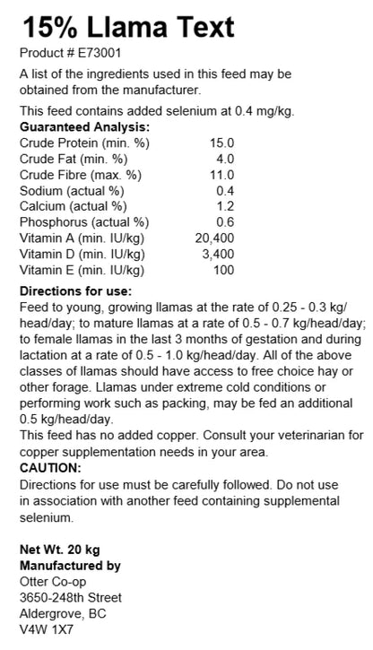 Otter Co-Op - 15% Textured Llama Textured Feed