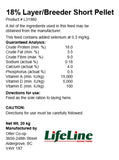 Otter Co-Op - Lifeline -18% Layer/Breeder Short Cut Pellet