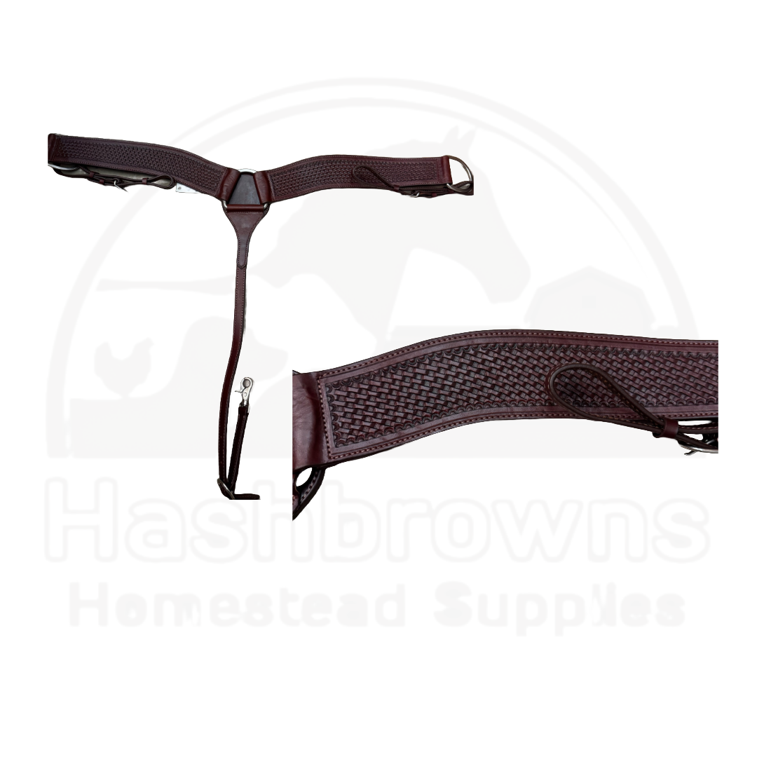 True North - Leather Breast Collar w/Basket Weave Tooling