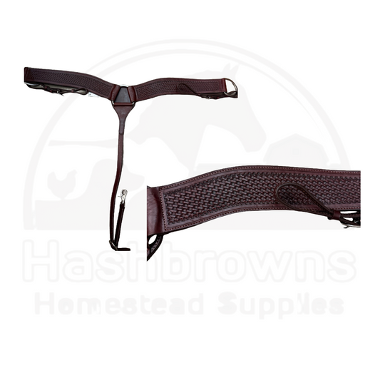 True North - Leather Breast Collar w/Basket Weave Tooling