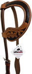 True North - One Ear Leather Headstall Carves Leaf w/Two Tone Carving