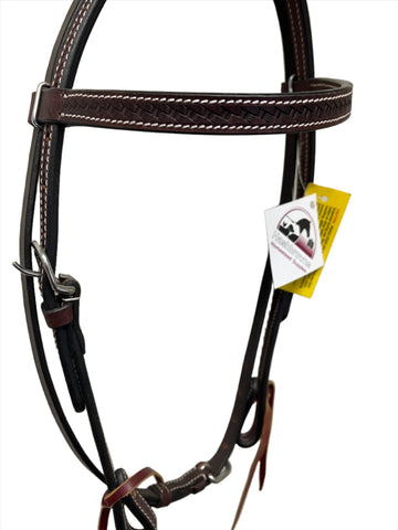 True North- Basketweave Browband Headstall- Light Oil- Pony