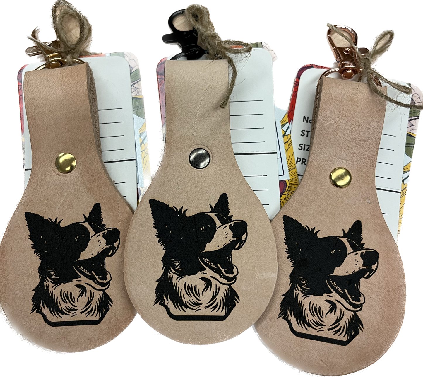 Hand made Leather Laser Engraved Key Fobs