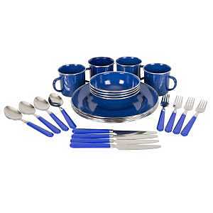 Enameled Steel Camping Tableware Set - Blue