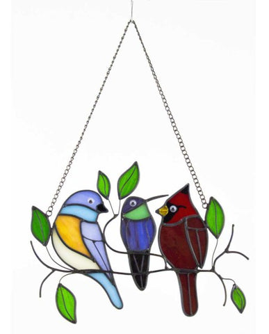 Giftware - Stained Glass Suncatcher - 3 birds