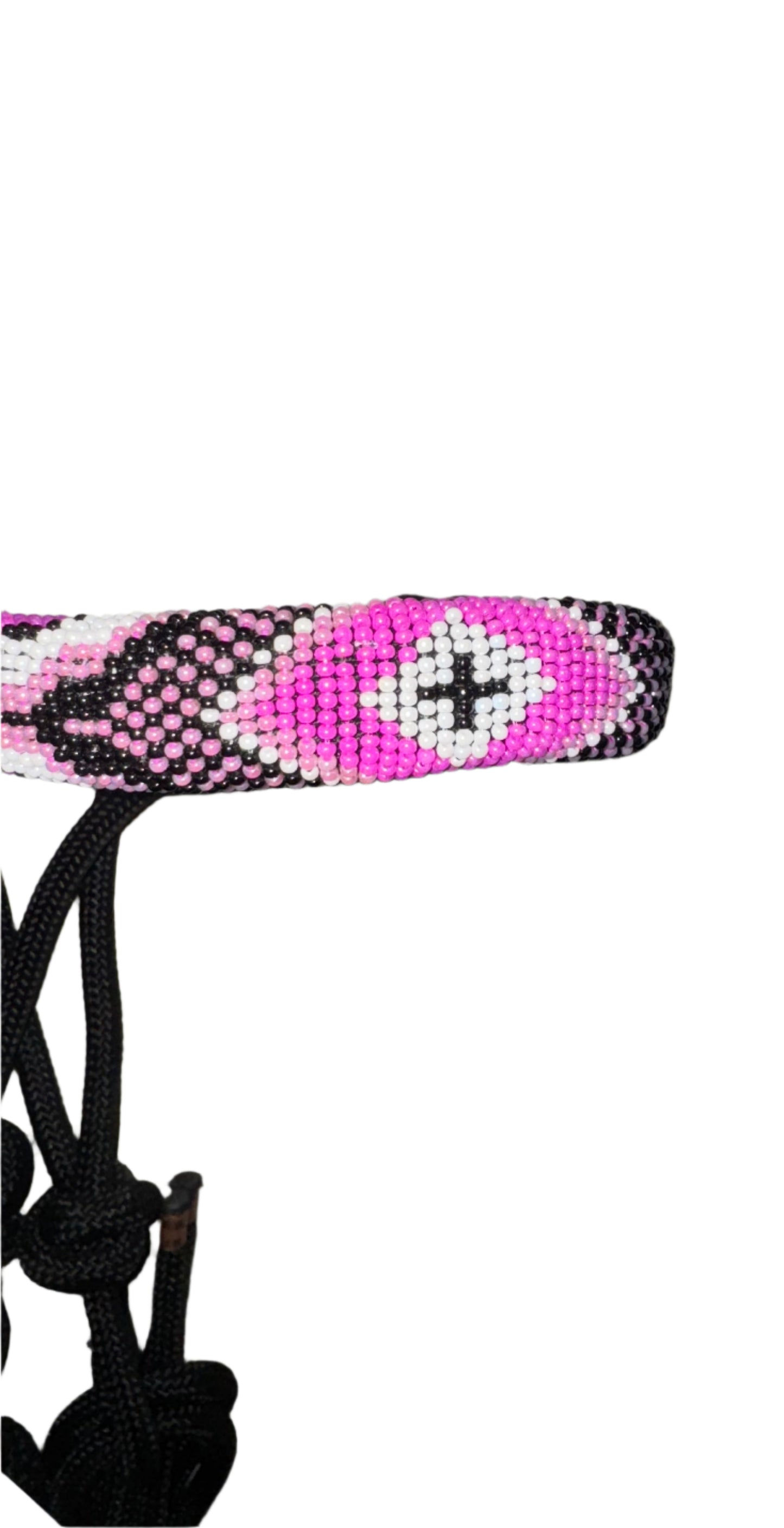 True North - Black Rope Halter with Beaded Noseband - 10 ft Lead