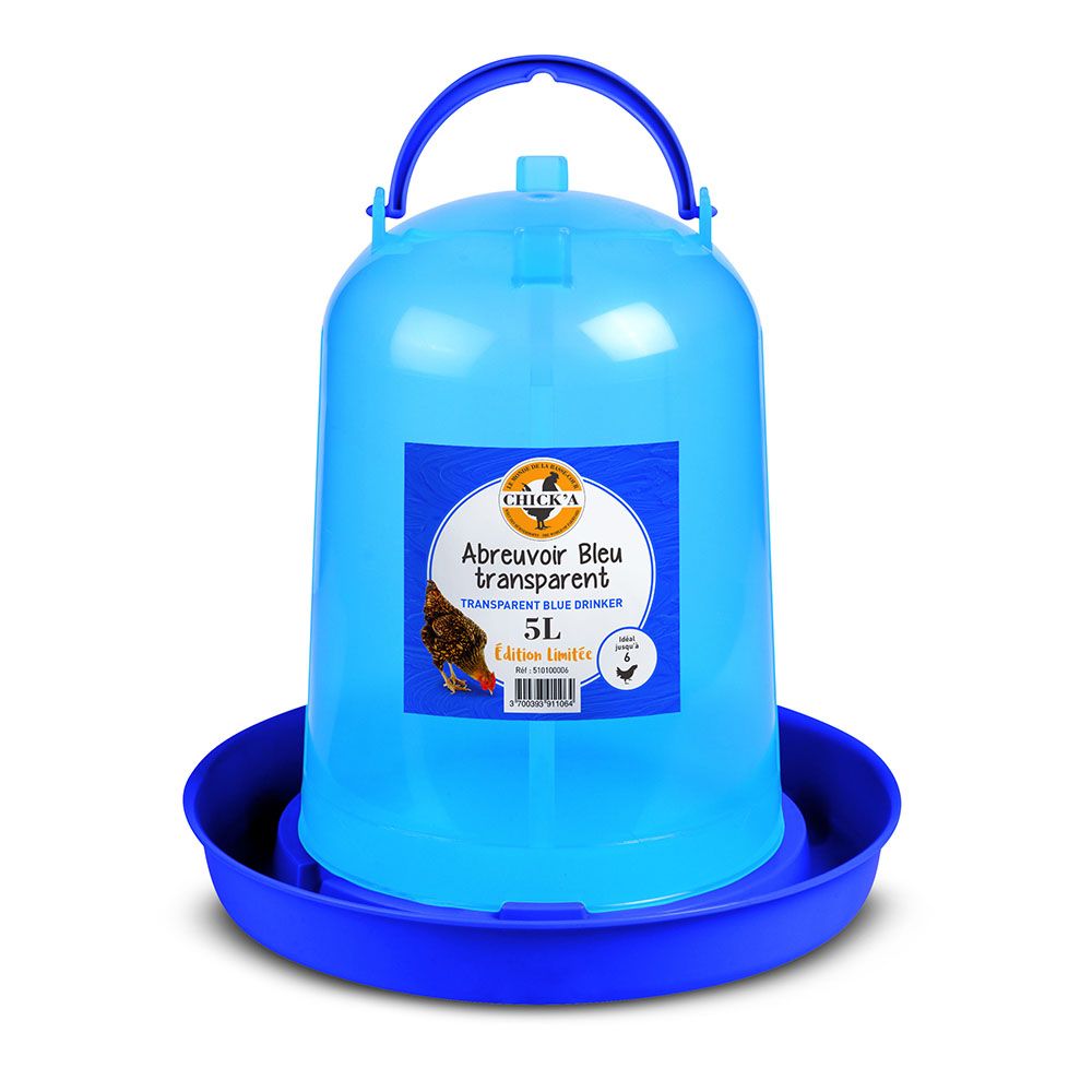 Poultry Drinker - Transparent Blue - 5 Litre