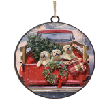 Christmas Ornaments - Metal Disc Ornament - Assorted Designs