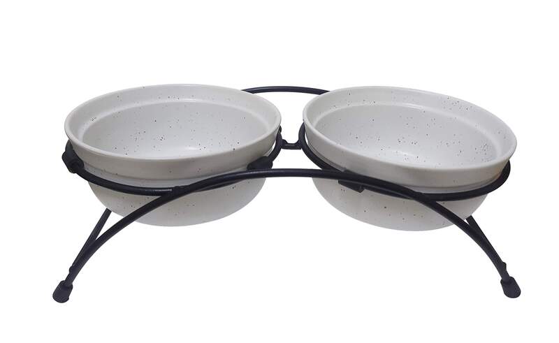 Pets - Stoneware Pet Feeder w/Stand