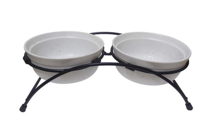 Pets - Stoneware Pet Feeder w/Stand