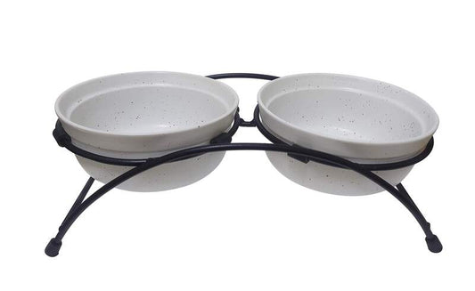 Pets - Stoneware Pet Feeder w/Stand