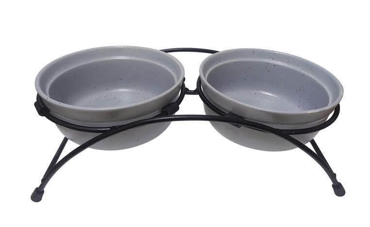 Pets - Stoneware Pet Feeder w/Stand