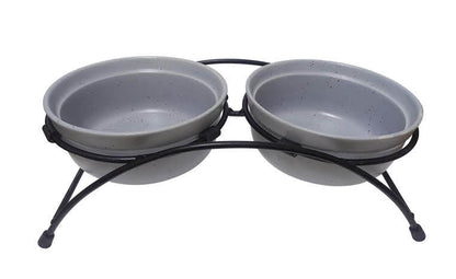 Pets - Stoneware Pet Feeder w/Stand