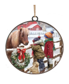 Christmas Ornaments - Metal Disc Ornament - Assorted Designs