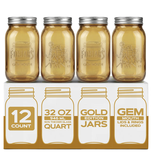 FORJARS - GEM Mouth Mason Jars - 32 oz