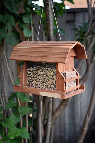 Pinebush-Barn Style Bird Feeder with Suet Holders