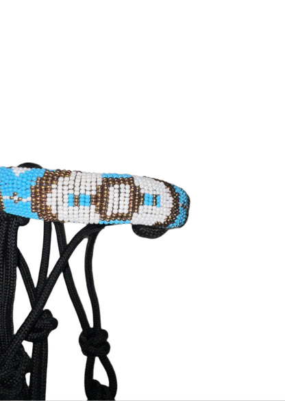 True North - Black Rope Halter with Beaded Noseband - 10 ft Lead