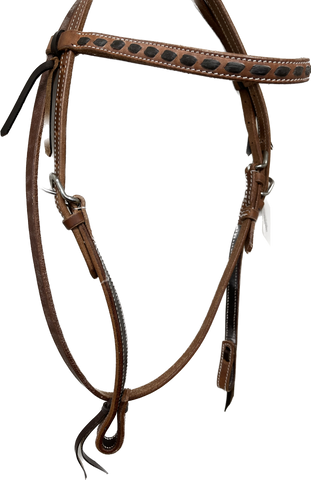 True North - Leather Contrast Buckstitch Headstall w/ties