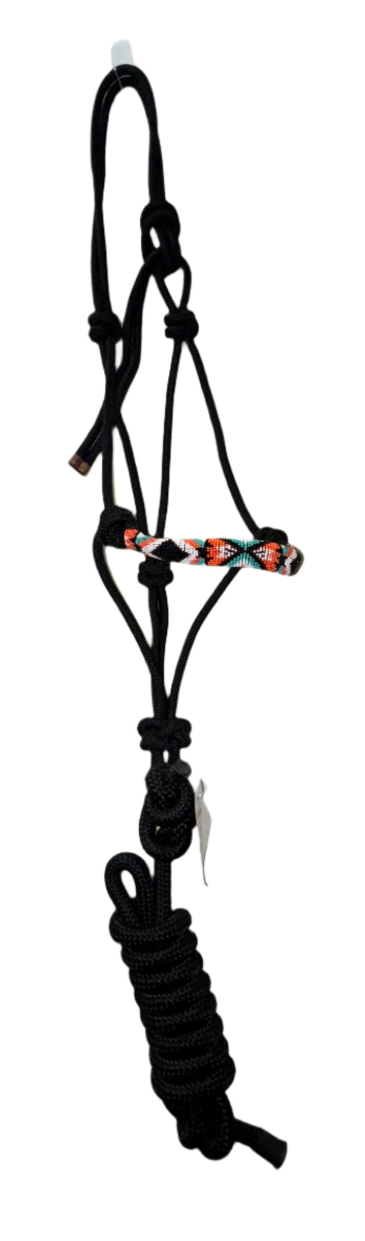 True North - Black Rope Halter with Beaded Noseband - 10 ft Lead