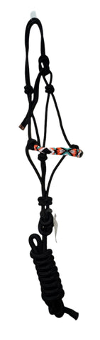 True North- Black Rope Halter with Beaded Noseband- 10 ft Lead