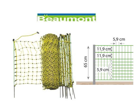 Beaumont - Electric Rabbit Garden Fencing - 0.65m (25.5") x  50m (164') - Single Spike