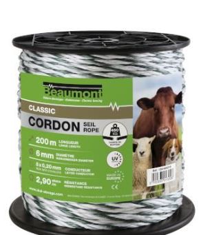 Beaumont - Twisted - White/Green Electrical Rope - 6 mm x 200 m