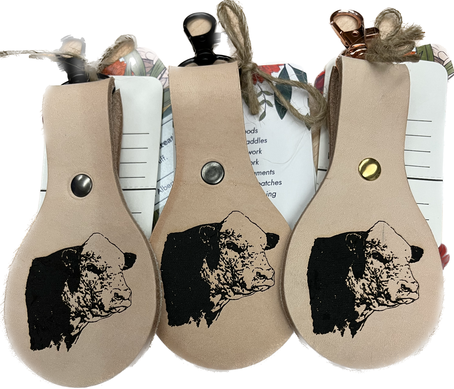 Hand made Leather Laser Engraved Key Fobs