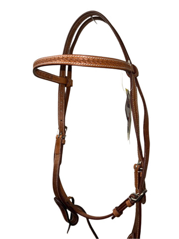 True North- Basketweave Browband Headstall- Light Oil